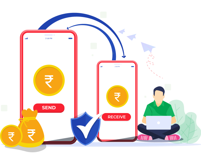 Domestic money transfer API showing sender and recipient mobile transfer flow